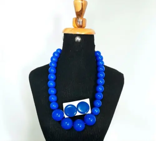 Maxi Colar de Bolas Azul/brincos