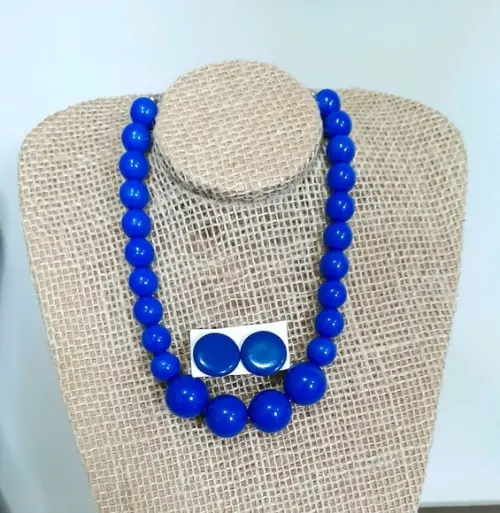 Maxi Colar de Bolas Azul/brincos