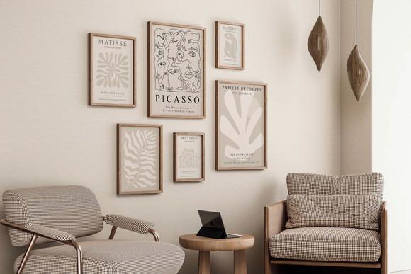 Kit 6 Quadros Decorativos Moldura Matisse Picasso