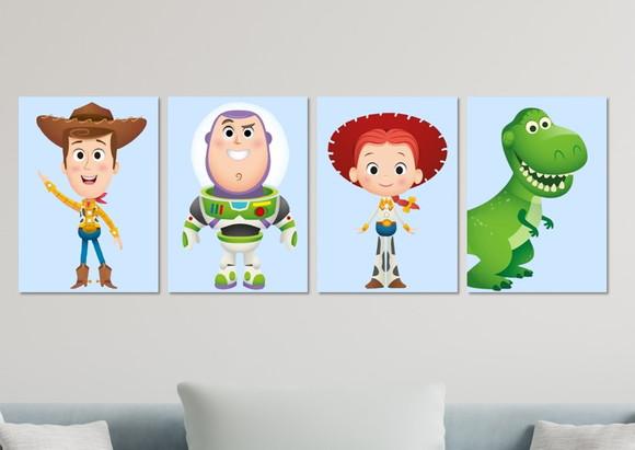 Kit 4 Placas Decorativas Quadro Toy Story Baby Decoração
