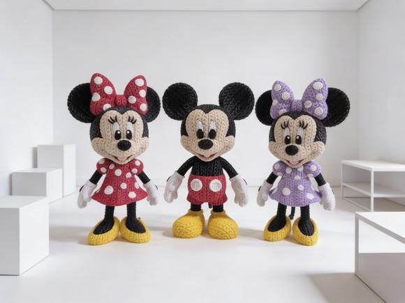 Boneco Mickey Minnie Amigurumi Estilo Tricô Premium