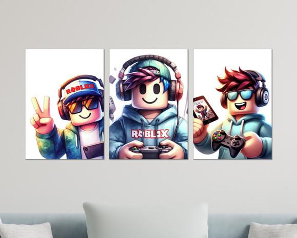 Kit 3 Placas Decorativas Quadro Roblox Gamer Menino Premium