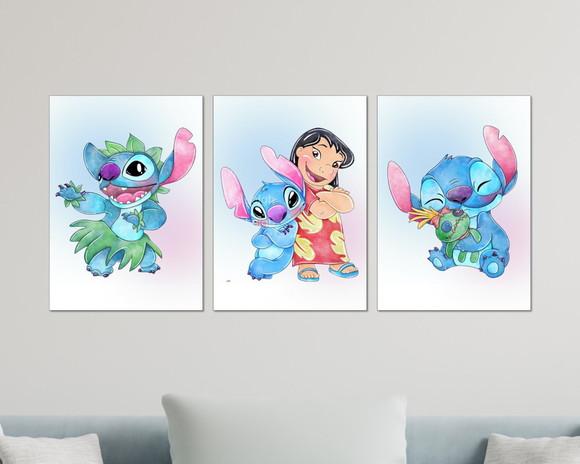 Kit 3 Placas Decorativas Quadro Lilo e Stitch Decoração B