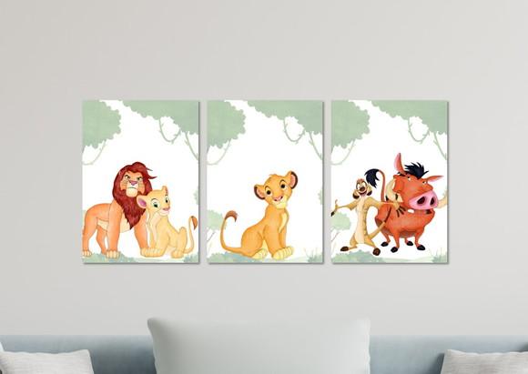 Kit 3 Placas Decorativas Quadro Rei Leão