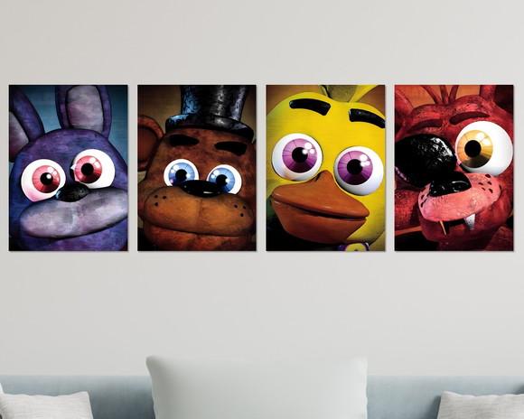 Kit 4 Placas Decorativas Quadro Five Nights At Freddy's