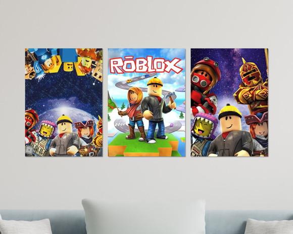 Kit 3 Placas Decorativas Quadro Roblox Gamer Arte Premium