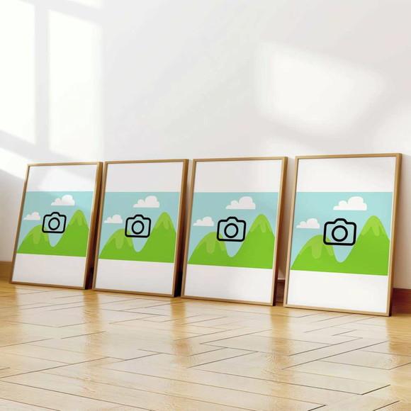 Kit 4 Quadros Decorativos com Sua Imagem Aqui A3 34x44