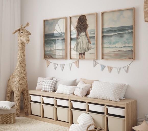 Kit 3 Quadros Decorativo Menina Aventureira Berçário A3 c