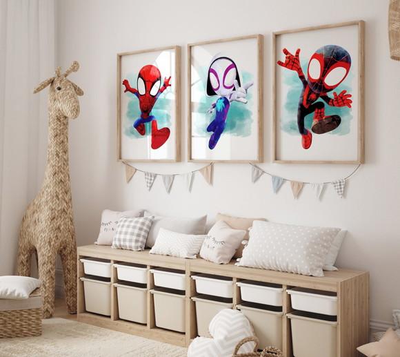 Kit 3 Quadros Decorativos Moldura Homem Aranha Grande