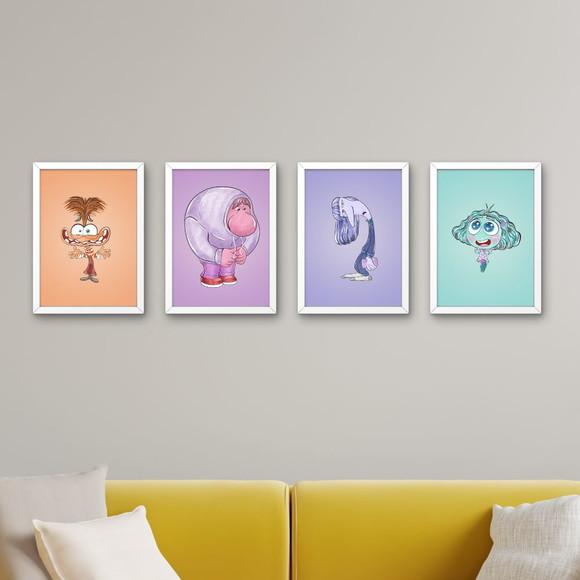 Kit 4 Quadros Decorativos Moldura Divertida Mente Decorar