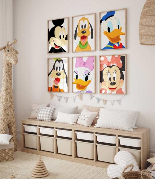Kit 6 Quadros Decorativos Moldura Mickey Personagens