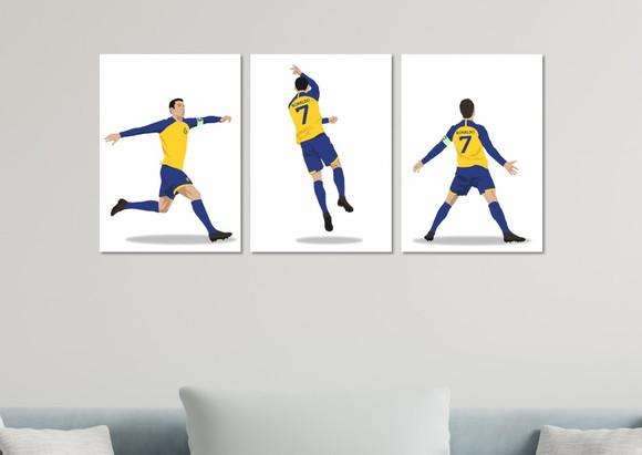 Kit 3 Placas Decorativas Cristiano Ronaldo Al-nassr Minimali