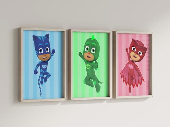 Kit 3 Quadros Decorativos Moldura Pj. Masks Decoração