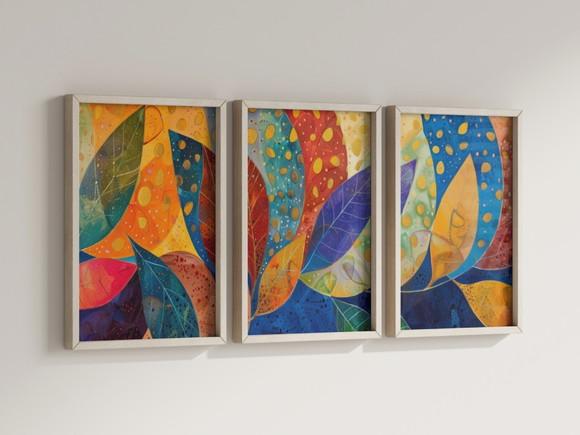 Kit 3 Quadros Decorativo Moldura Arte Moderna Sala Quarto