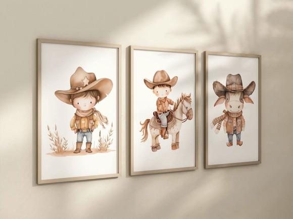 Kit 3 Quadros Decorativo Menino Aventureiro Fazendinha A4 B