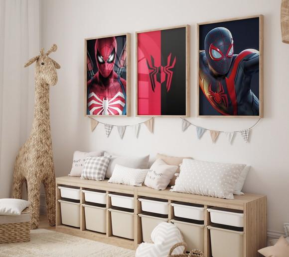 Kit 3 Quadros Decorativos Moldura Homem Aranha Grande