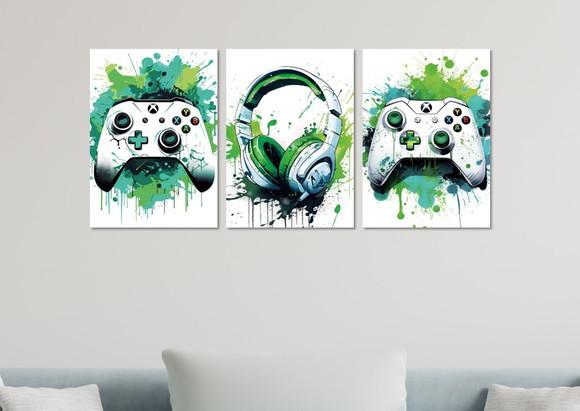 Kit 3 Placas Decorativas Quadro Xbox Branco Decoração