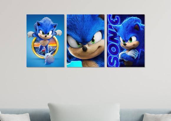 Kit 3 Placas Quadros Decorativos Sonic Filme
