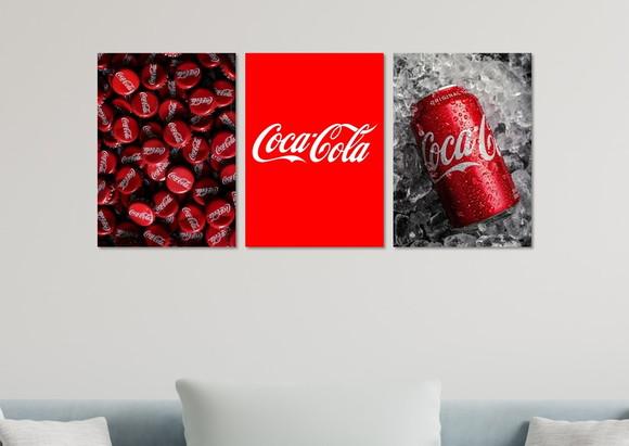 Kit 3 Placas Decorativas Quadro Coca Cola Refrigerante