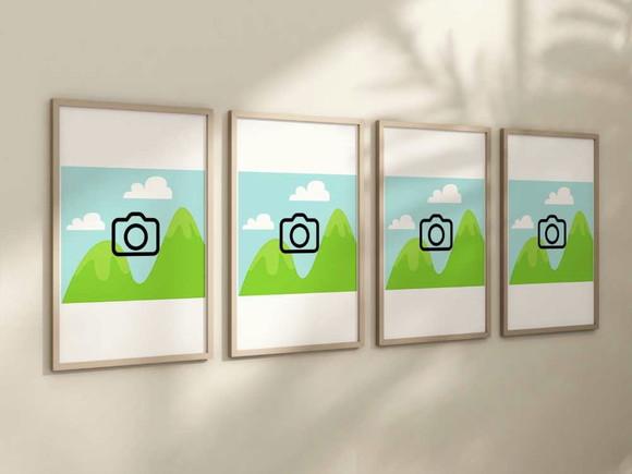Kit 4 Quadros Decorativo com Sua Imagem A4 24x34
