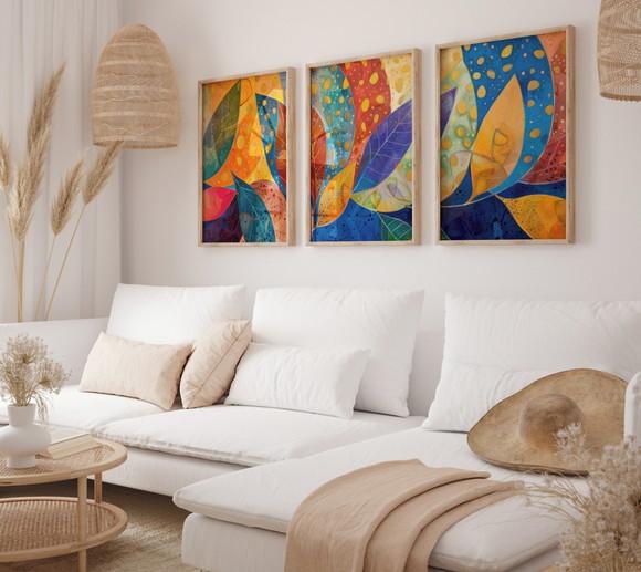 Kit 3 Quadros Decorativo Moldura Arte Moderna Sala Quarto A3
