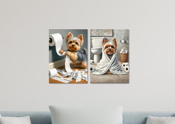 Kit 2 Placas Decorativas Quadro Cachorro Banheiro