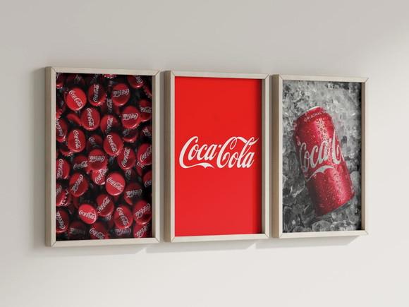 Kit 3 Quadros Decorativos Moldura Coca Cola Refrigerante