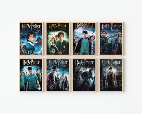 Kit 8 Quadros Decorativos Moldura Harry Potter Filmes Poster