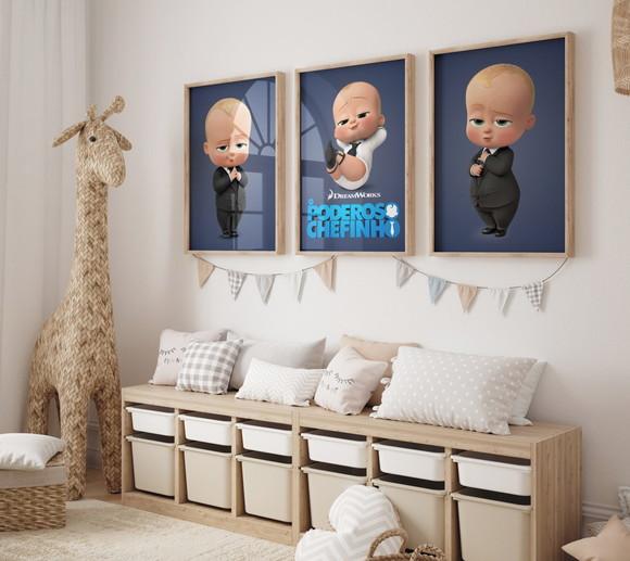 Kit 3 Quadros Decorativo Moldura o Poderoso Chefinho Grande