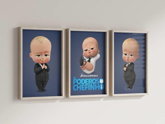 Kit 3 Quadros Decorativo Moldura o Poderoso Chefinho