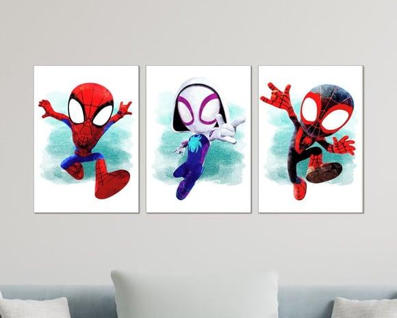 Kit 3 Placas Quadros Decorativos Homem Aranha Super-herói B
