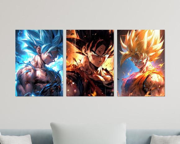 Kit 3 Placas Decorativas Quadro Dragon Ball Goku