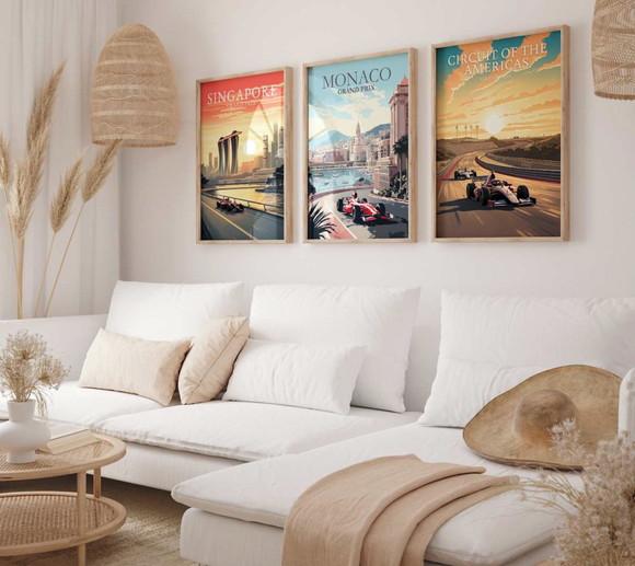 Kit 3 Quadros Decorativos Moldura Fórmula 1 Automobilismo A3
