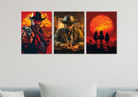 Kit 3 Placas Quadro Red Dead Redemption Arthur Morgan