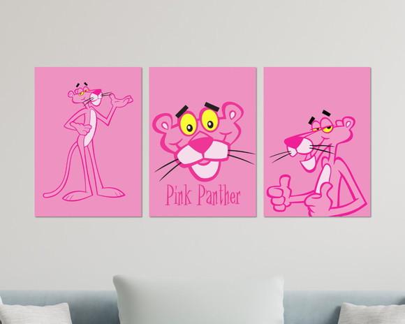 Kit 3 Placas Decorativas Pantera Cor de Rosa