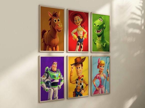 Kit 6 Quadros Decorativo Moldura Toy Story Filme Premium A4