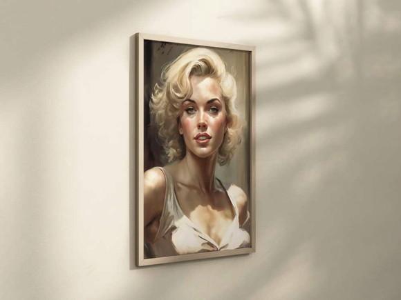 Quadro Decorativo com Moldura Marilyn Monroe Pintura A4