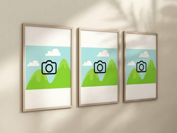 Kit 3 Quadros Decorativo com Sua Imagem A4 24x34