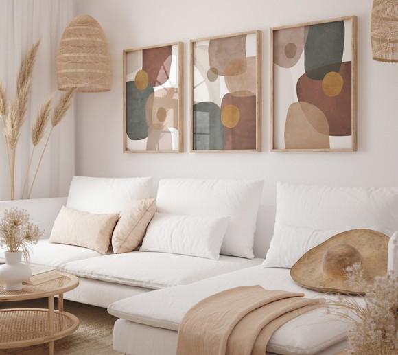 Kit 3 Quadros Decorativo Moldura Boho Pintura Sala Quarto A3
