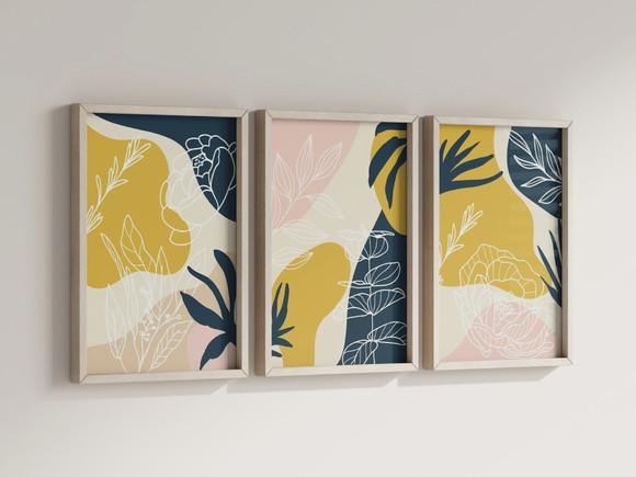 Kit 3 Quadros Decorativo Moldura Boho Sala Quarto