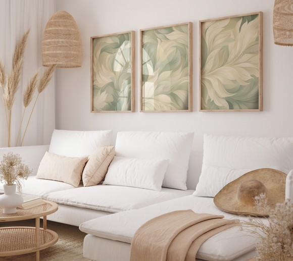 Kit 3 Quadros Decorativo Moldura Boho Botânic Sala Quarto A3