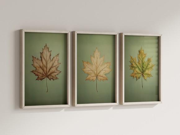 Kit 3 Quadros Decorativo Moldura Flores Folhas Decorar B