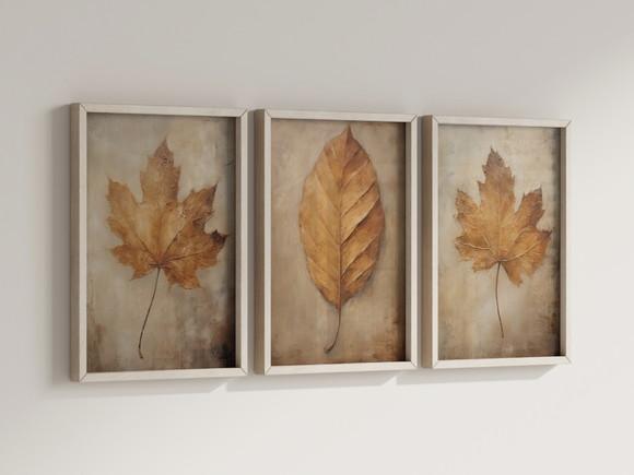 Kit 3 Quadros Decorativo Moldura Flores Folhas Decorar
