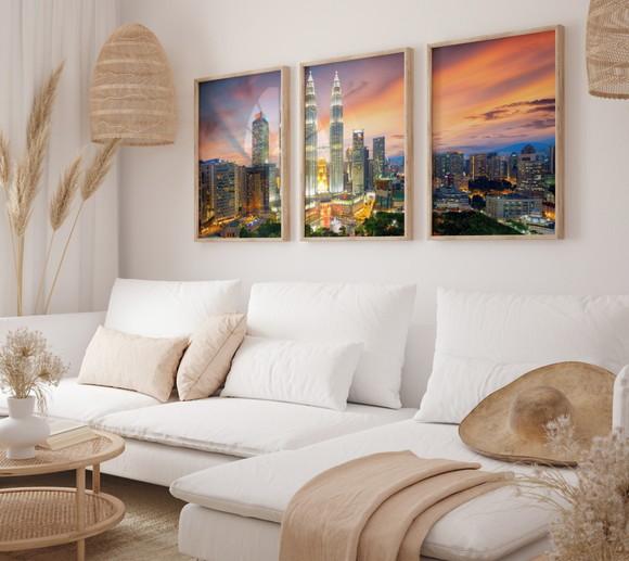 Kit 3 Quadros Decorativo Moldura Paisagens Lindas A3