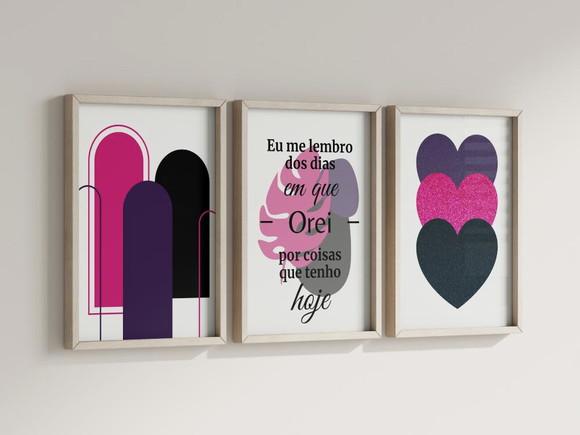 Kit 3 Quadros Decorativo Moldura Orei Decoração