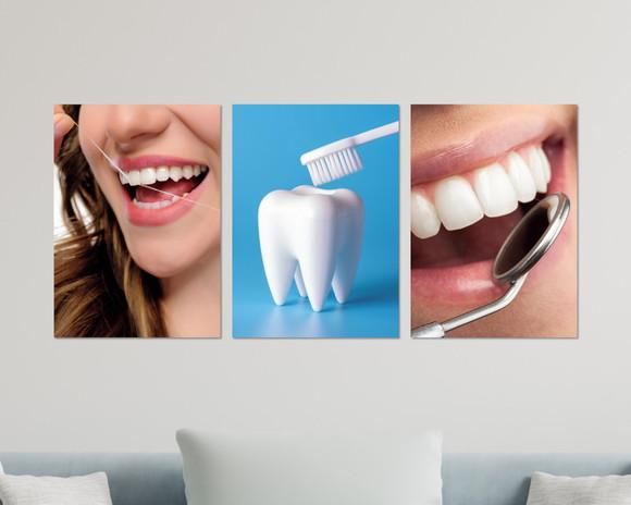 Kit 3 Placas Decorativas Quadro Dentista Decoração