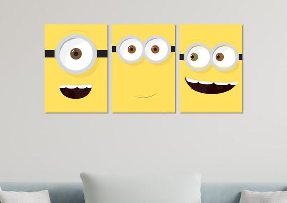 Kit 3 Placas Decorativas Quadro Minions Filme Personagens c