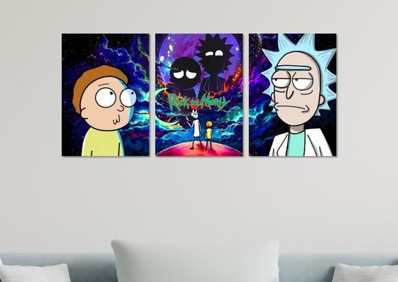 Kit 3 Placas Quadros Decorativos Rick And Morty Decoração