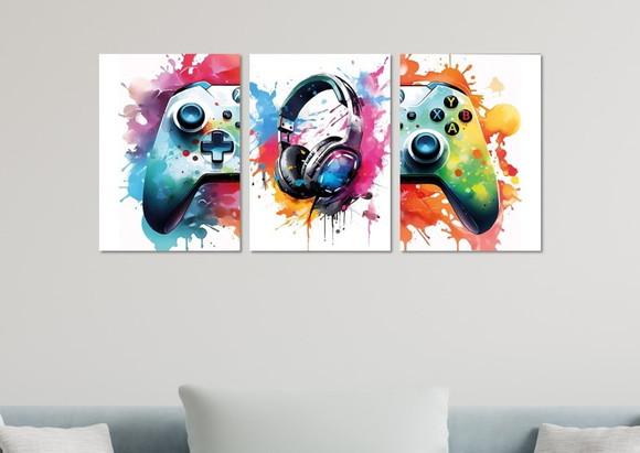Kit 3 Placas Decorativas Quadro Xbox Branco Decoração Arte