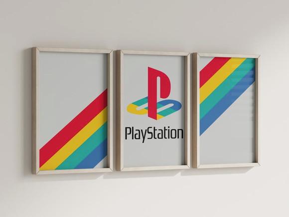 Kit 3 Quadros Decorativos Moldura Playstation Decoração